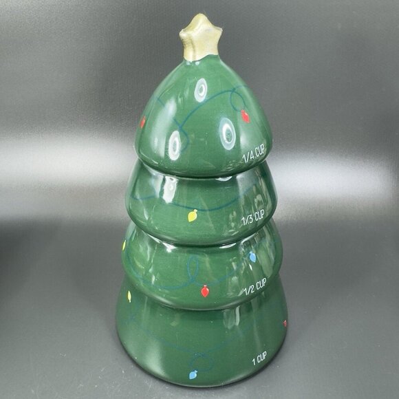 Christmas Tree Stacking Measuring Cups Green Ceramic Tree Newclassic Enterprise - Picture 14 of 14